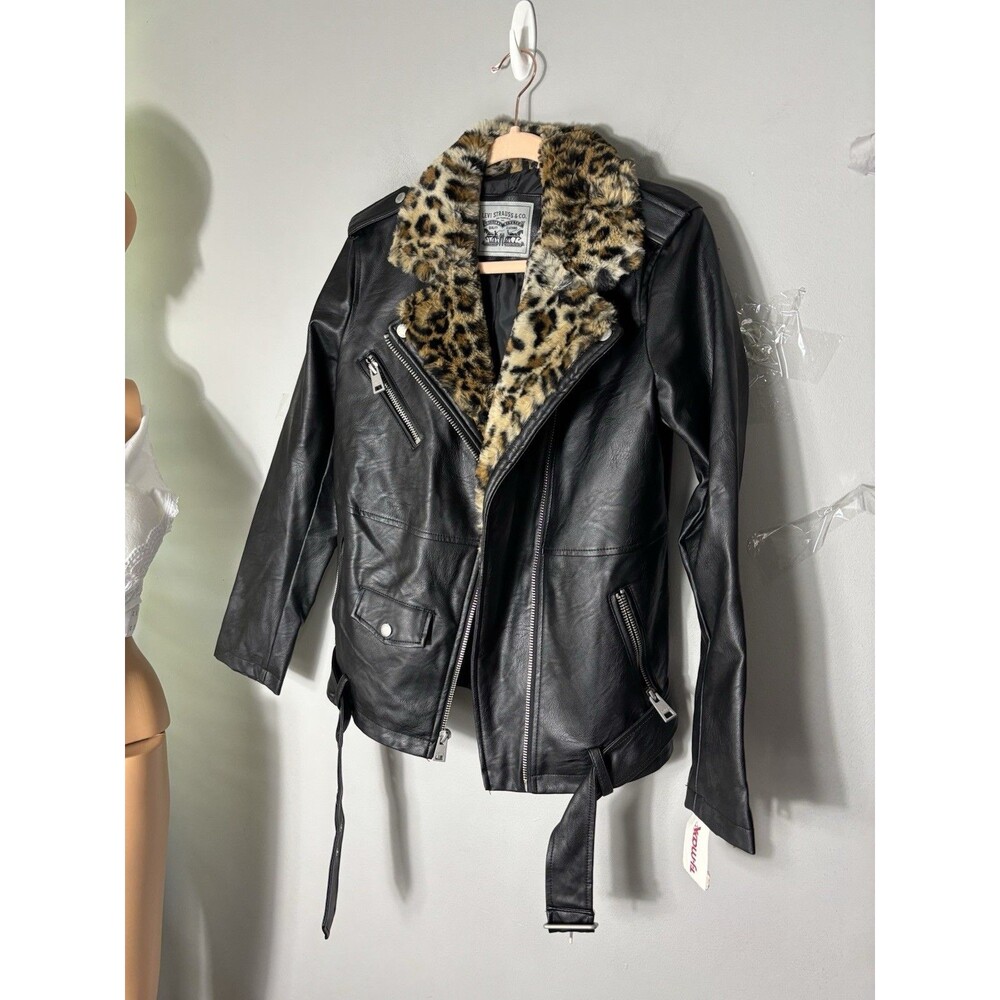 NWOT Levi’s Leopard Fur Faux Leather Moto Jacket Size M